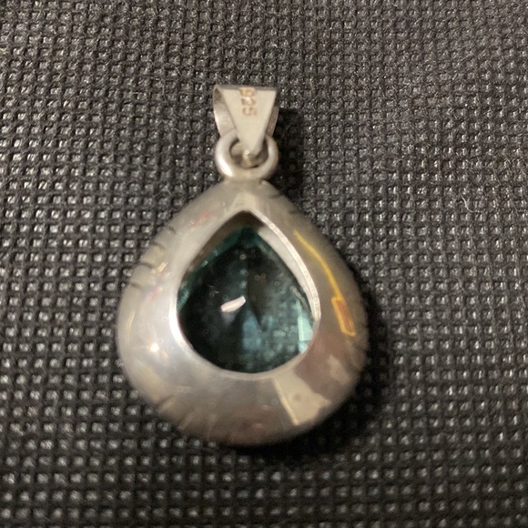 Vintage Sterling 925 silver & Aquamarine stone pendant with Necklace with bag - Picture 6 of 13